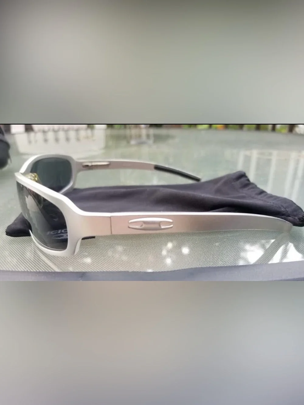 Men's Silver Frame Black Lens Sunglasses